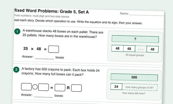 Mixed word problems worksheet preview