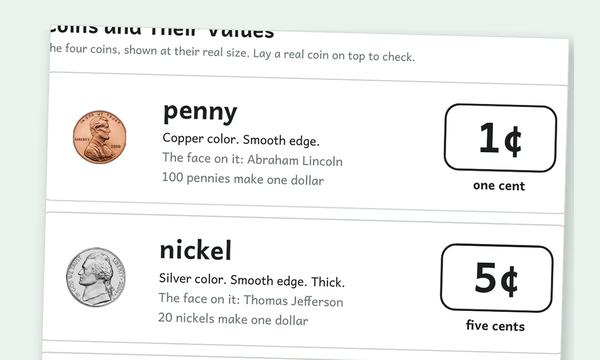 Money worksheets preview