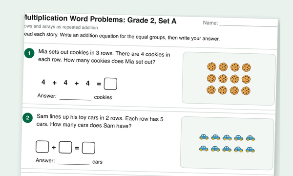 Multiplication word problems worksheet preview