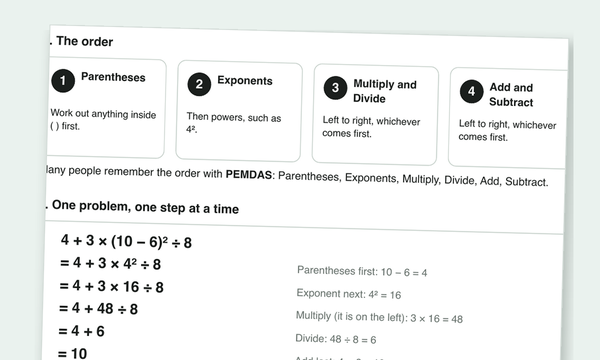 Order of operations worksheets preview
