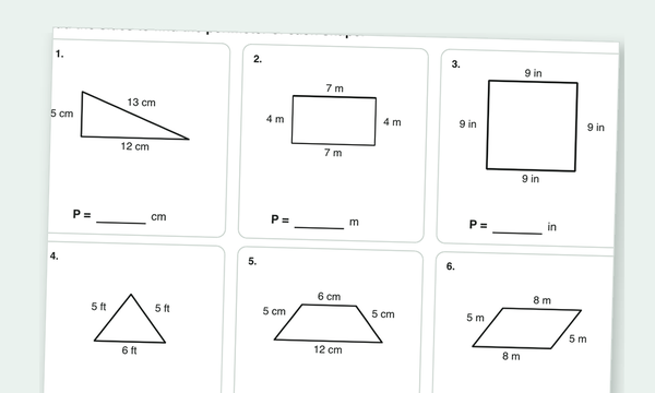Perimeter worksheets preview