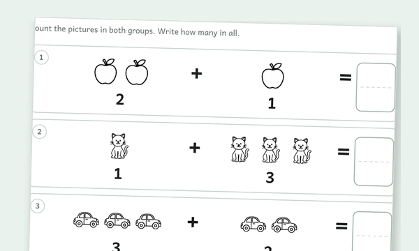 Printable picture addition worksheets preview