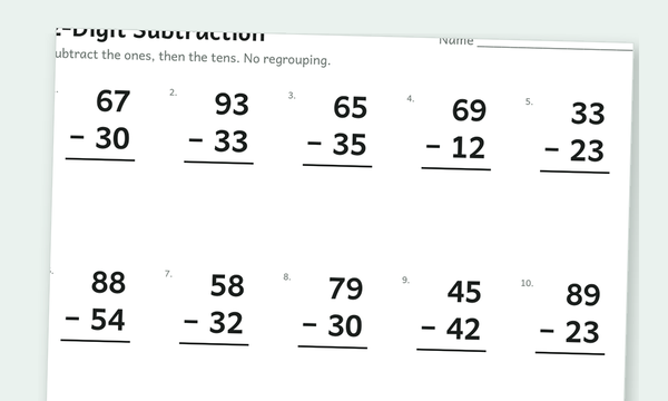 Subtraction worksheets preview