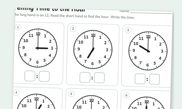 Printable telling time worksheets preview