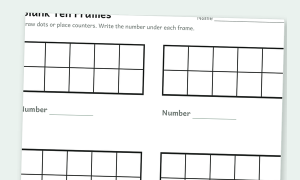 Printable ten frames worksheet preview