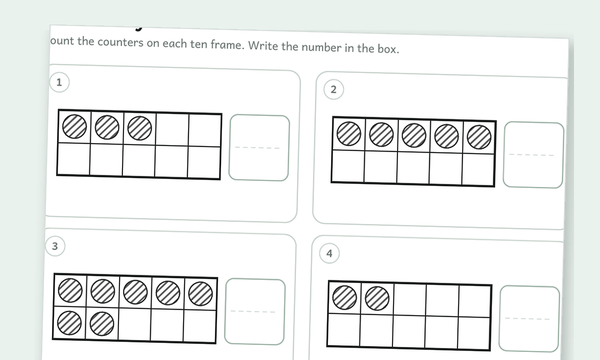 Printable ten frames worksheet preview