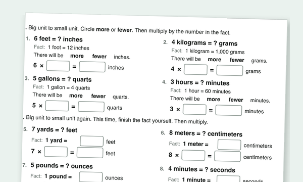 Unit conversions worksheets preview