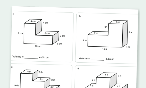 Volume of rectangular prisms worksheets preview
