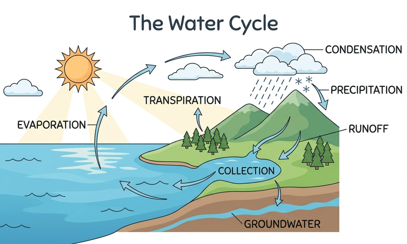 Printable science diagrams — water cycle, periodic table, cell diagrams