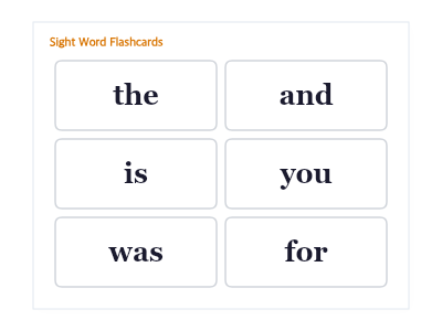Sight word flashcards preview