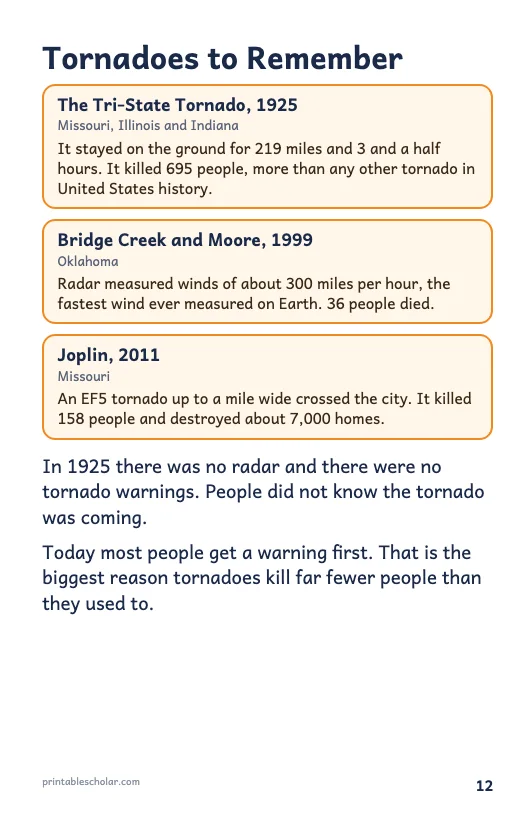 Tornado book page 12: Tornadoes to Remember