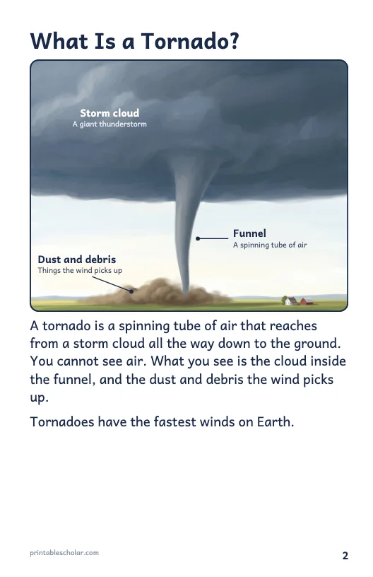 Tornado book page 2: What Is a Tornado?