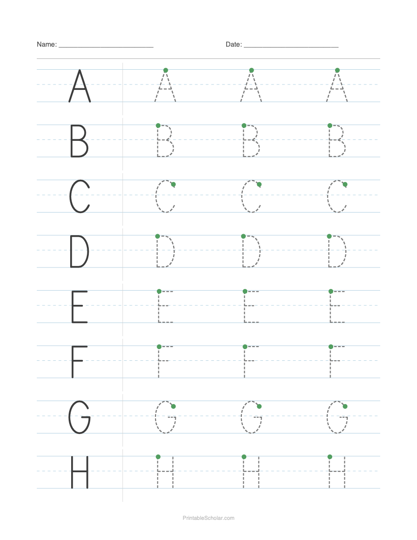 Uppercase Alphabet Tracing A–Z worksheet preview