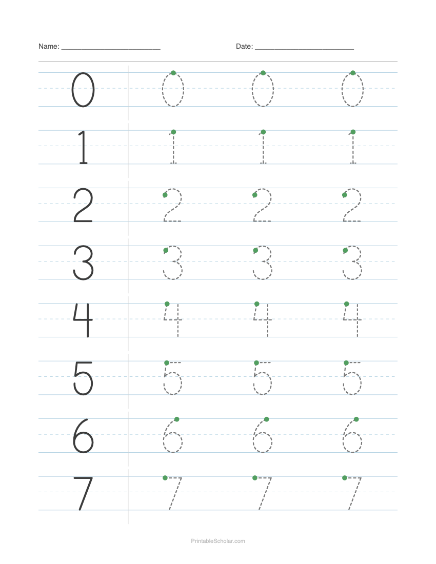 Number Tracing 0–20 worksheet preview