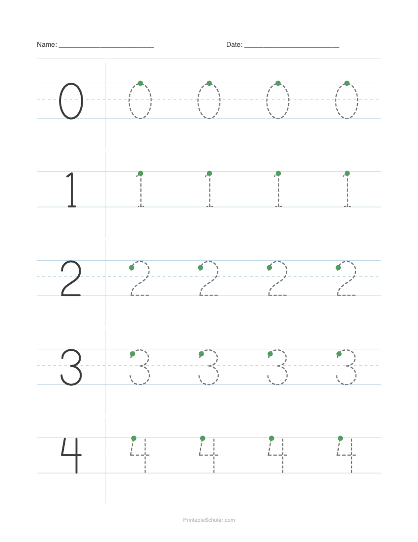 Number Tracing 0–9 worksheet preview