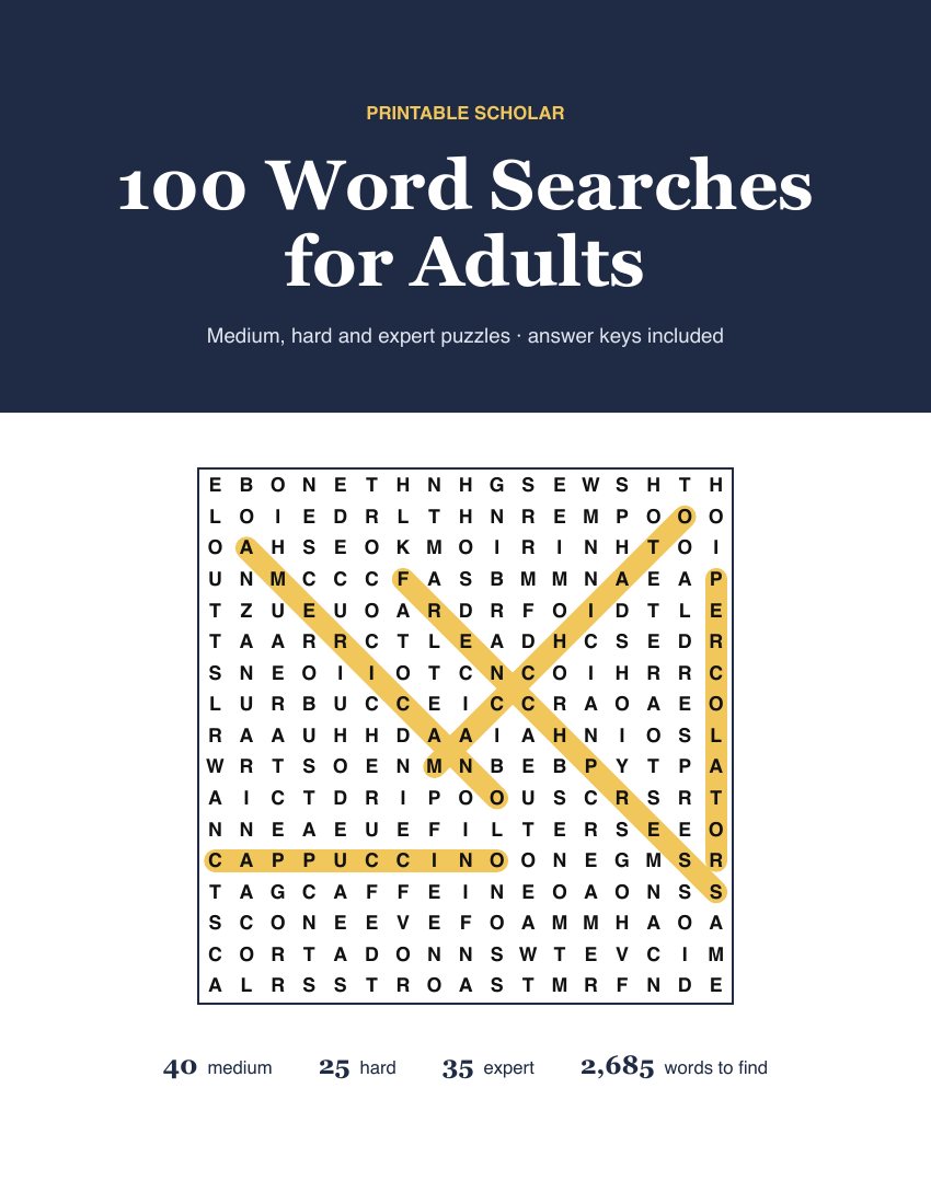 100 Word Searches for Adults cover