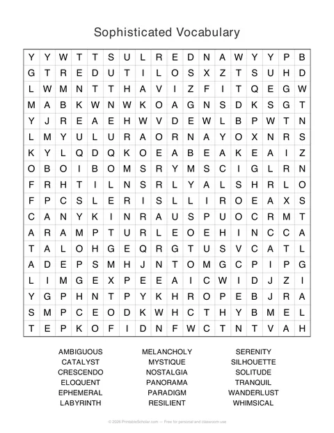 Word search for adults preview