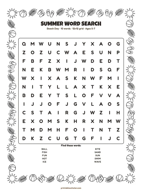 Summer word search preview