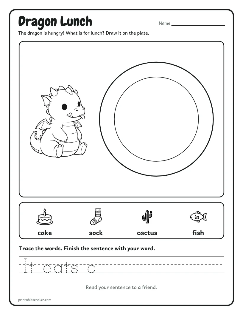 Dragon Lunch worksheet preview
