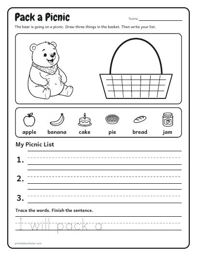 A list: a sheet from the Draw and Write Year Pack