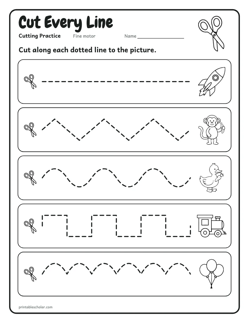 Cutting Practice: Mixed Lines worksheet preview