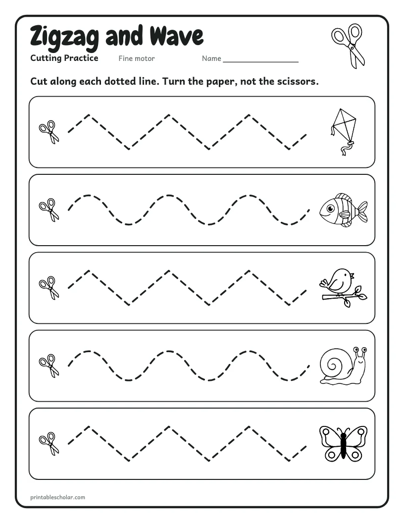Cutting Practice: Zigzags and Waves worksheet preview