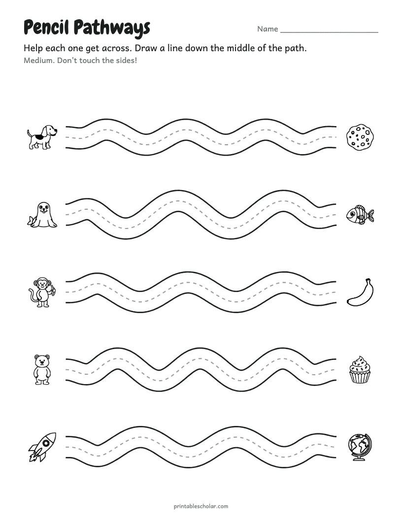 Pencil Pathways: Narrow worksheet preview