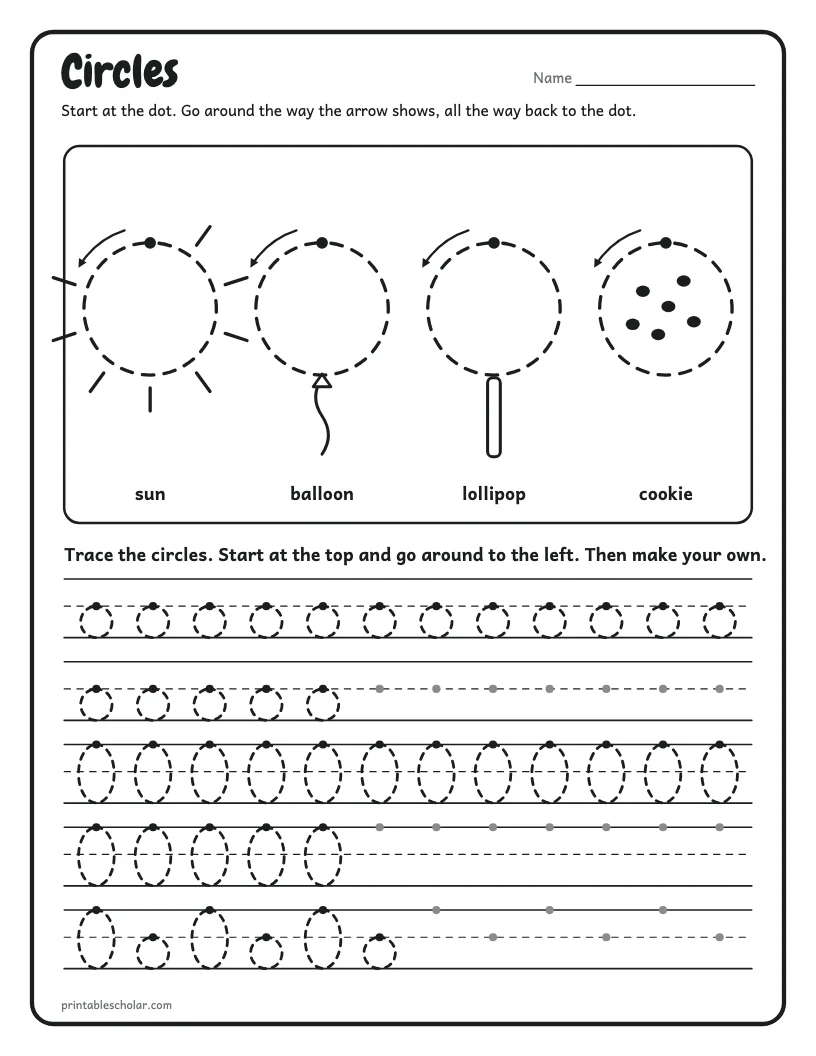 Tracing Circles worksheet preview