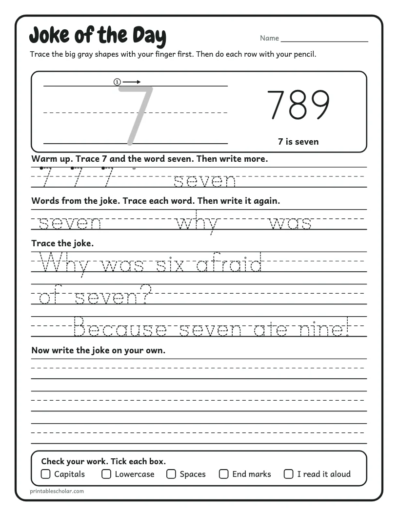 Seven Joke worksheet preview