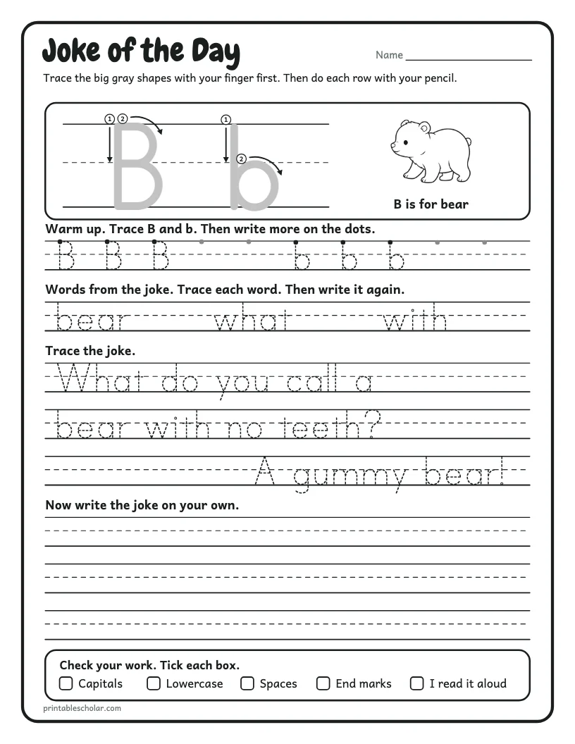 Bear Joke worksheet preview