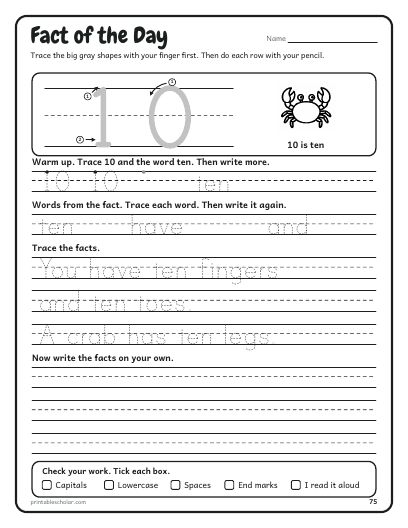 A number page: a sheet from the A Joke and a Fact a Day