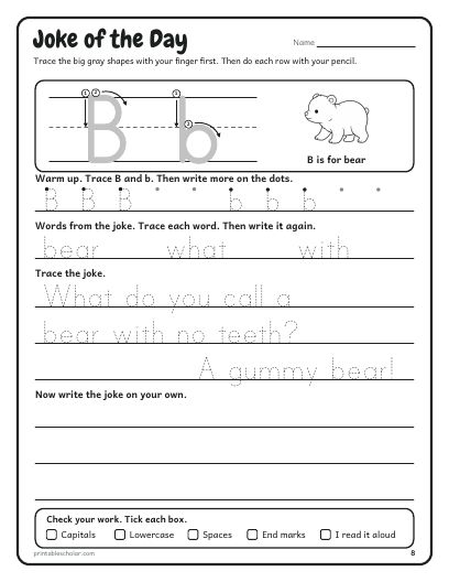On single lines: a sheet from the A Joke and a Fact a Day