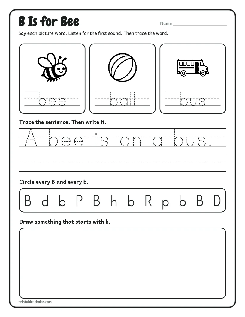 B Is for Bee worksheet preview