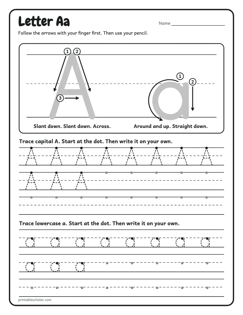 Letter Aa worksheet preview
