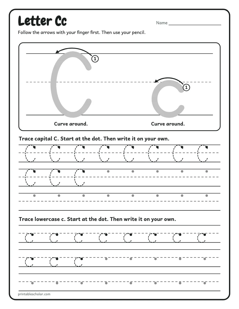 Letter Cc worksheet preview