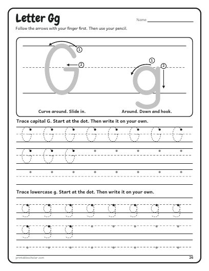 A letter page: a sheet from the Print Handwriting Workbook