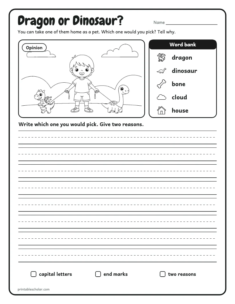 Dragon or Dinosaur? worksheet preview