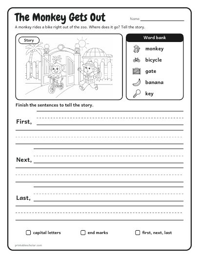 A story, Level 1: a sheet from the Picture Writing Prompts pack
