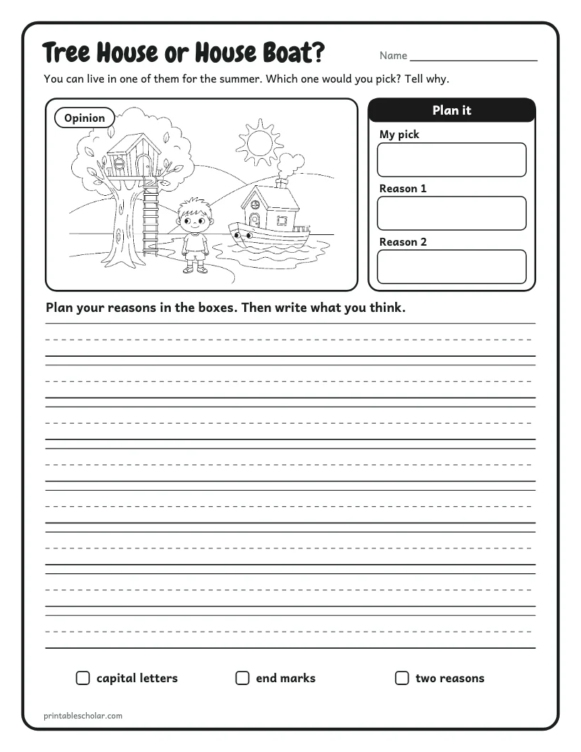 Tree House or House Boat? worksheet preview