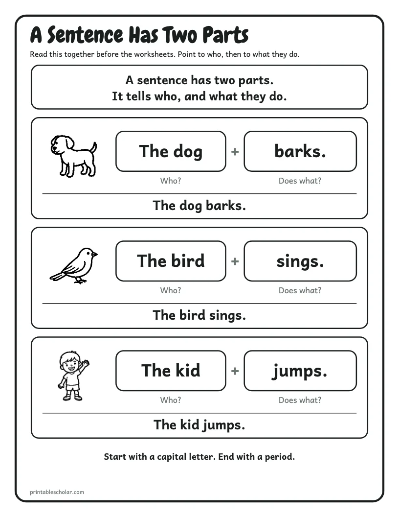 Sentence Writing Worksheets preview