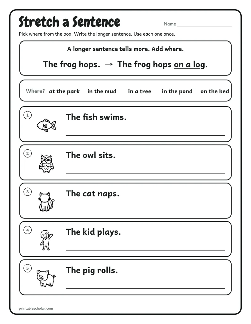 Stretch a Sentence worksheet preview